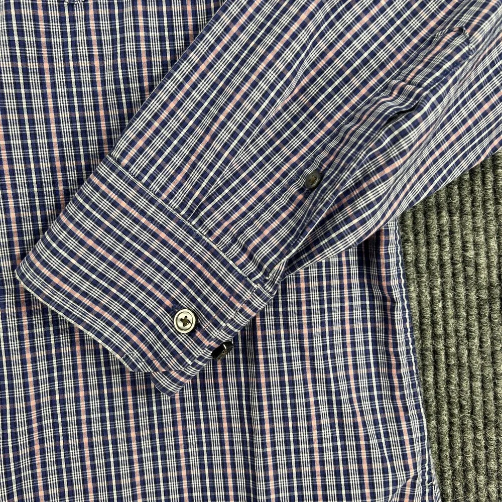 Banana Republic Shirt Mens Medium Blue Plaid Long Sleeve Button Up Classic Fit